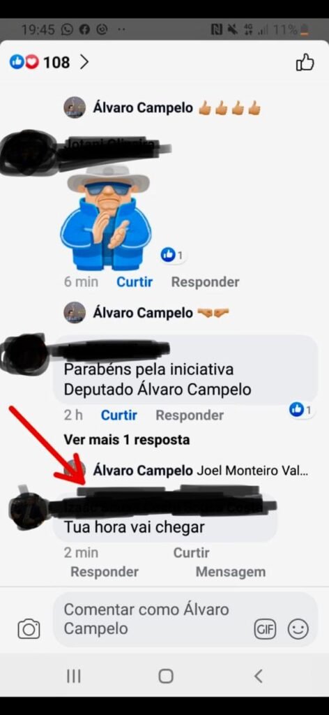 O deputado estadual Álvaro Campelo recebeu ameaça por sua rede social
