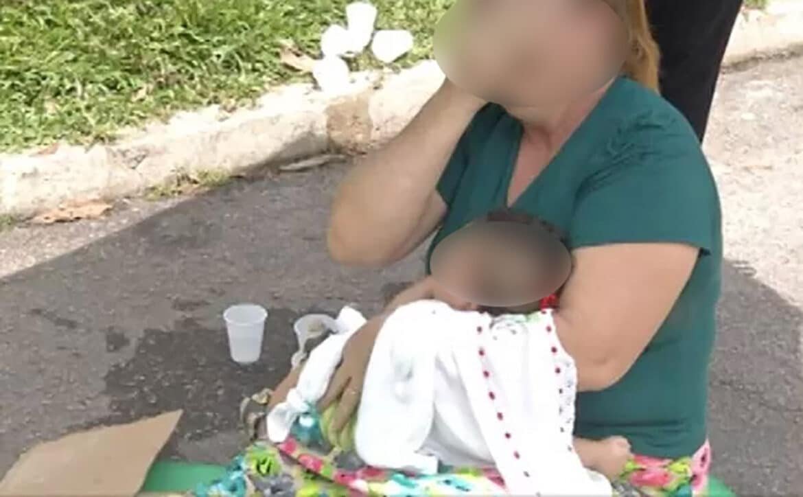 Mulher com bebê no colo apanha do ex corre até batalhão da PM